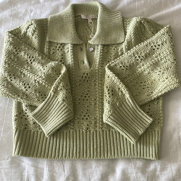 NWT WAYF Open Knit Green Women's Sweater in size medium - Picture 4 of 6